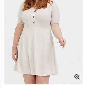 TORRID OATMEAL KNIT BUTTON DOWN SKATER DRESS